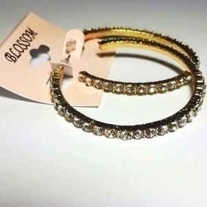 Blossom Gold Tone CZ Trimmed Hoop Earrings